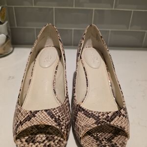 Studio Paolo Beige Snakeskin Wedges